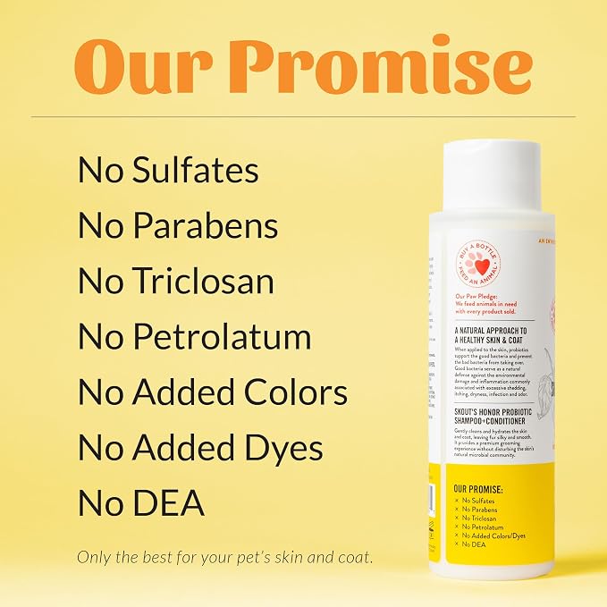 SKOUT'S HONOR Probiotic Dog Shampoo and Conditioner - Honeysuckle, 16 oz | Hydrating, Natural 2-in-1 for Itchy Skin, Microbiome-Friendly with Avocado Oil & Omega-3s, Paraben & Sulfate-Free