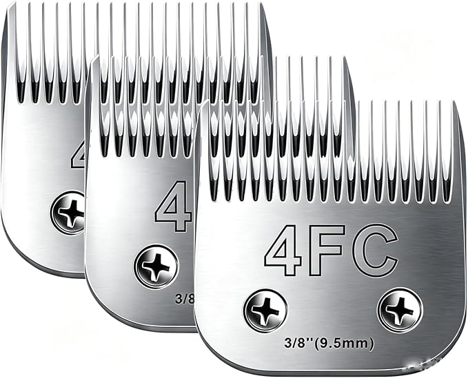4FC Dog Grooming Replacement Blades Compatible with Andis Clipper | Compatible with Oster A5,Wahl km10 Dog Clippers,Size-#4FC, 3/8-Inch Cut Length (9.5mm),3-Pack