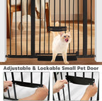 SHYUJAJIE 37 Inch Tall Baby Gate with Small Cat Door | Adjustable 29.55"-46.06 "Wide,Auto Close Dog Gate Easy Walk Thru Pet Gate for Stairs, Doorway, House, Pressure Mounted