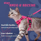 rabbitgoo Cat Harness and Leash Set, Escape Proof Vest, Coconut Fuchsia | Soft Breathable Mesh, Easy Adjustable Fit, Snap Buckles, Sturdy Clip, Reflective Strips, for Medium to Large Cats Walks, M