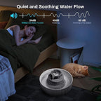 2.1L Ceramic Cat Water Fountain-for Cats and Dogs, 360 Ceramic Pet Fountain-70 Oz Large Water Capacity - Whisper-Quiet Water Flow-Great for Shy or Timid Pets - Fresh, Filtered Water（Grey）