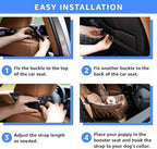 Oiilores Dog Car Seat for Small Dogs, Washable Pet Booster Seats with Clip-On Safety Leash, Comfy Deluxe Plush Carseat with Storage Pockets, Puppy Car Travel Carrier Bed for Dogs Under 25 lbs, Brown