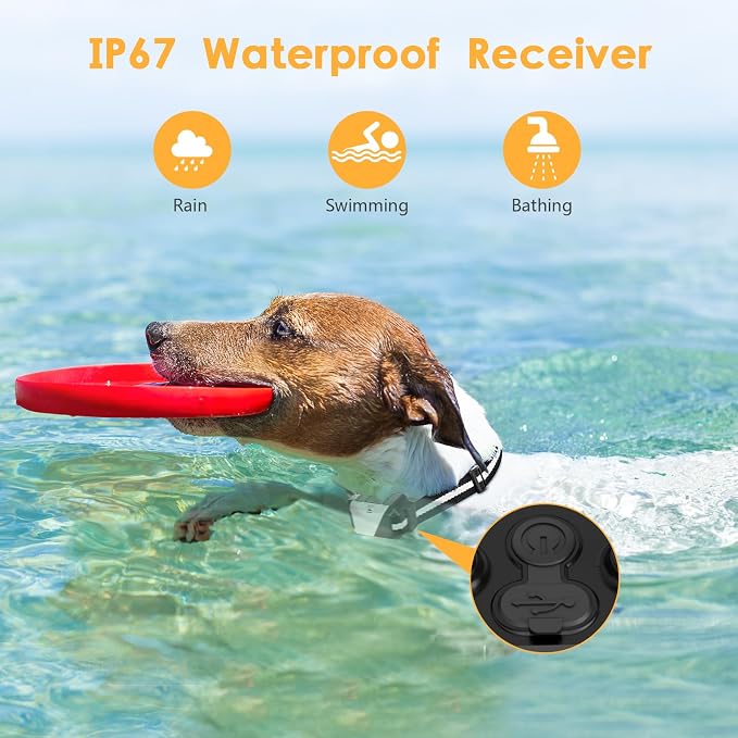 Shock Collar for Dogs, IP67 Waterproof Dog Training Collar with Remote, 3 Training Modes with Beep, Vibration, and Safe Static, Rechargeable E Collar for Large Medium