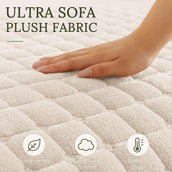Smiry Velvet Couch Cover for Dogs, Non Slip Soft Sofa Protector for Pets | Washable Sofa Cover for Cats, Cozy Furniture Protector Against Pet Hair, Scratches, Fits Sectional Sofa(White, 36"x71")