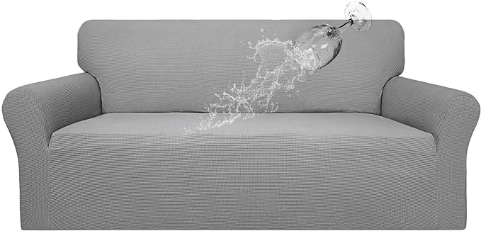 Easy-Going 100% Waterproof Couch Cover, 3 Cushion Oversized Sofa Cover | Leakproof Sofa Slipcover, Stretch Jacquard Furniture Protector Against Stain Spill from Kids, Pets, Dog, Light Gray