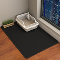 HCY&WLD Cat Litter Mat, Double Layer Cat Litter Box Mat (35x24 Inch, Black) | Waterproof Urine-Proof Non-Slip Litter Trapping Mat, Soft on Kitty Paws, Scratch-Resistant, Scatter Control, Easy to Clean