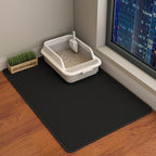 HCY&WLD Cat Litter Mat, Double Layer Cat Litter Box Mat (35x24 Inch, Black) | Waterproof Urine-Proof Non-Slip Litter Trapping Mat, Soft on Kitty Paws, Scratch-Resistant, Scatter Control, Easy to Clean
