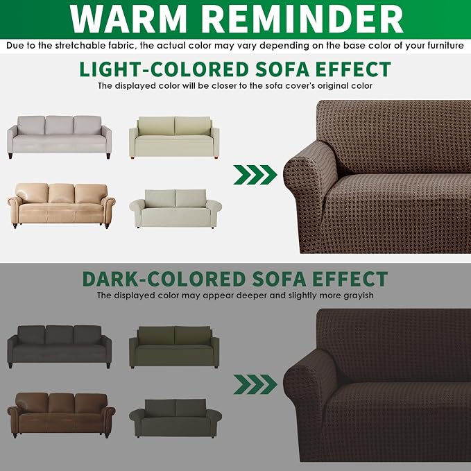 MAXIJIN Stretch Sofa Chair Slipcovers with Arms (31"-46 Washable Chair Cover Armchair with Non-Slip Foam & Elastic Bottom, Dog Cat Pet Friendly Furniture Protector (Small, Brown)