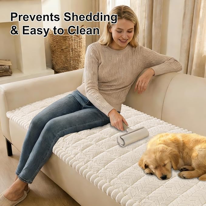 Smiry Couch Cover for Dogs, Non Slip Fuzzy Pet Sofa Arm Covers Washable | Sofa Slipcovers for Armrest & Backrest, Soft Thick Furniture Protector for Cats Dogs, Against Fur, Dirt (35.4"x35.4")