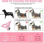 SlowTon No Pull Dog Harness - Heavy Duty Dog Harness and Leash Set for Medium Large Dogs, Reflective Tactical Harness with Soft Padded and Front Clip for Easy Walk and Training (Pink, M)
