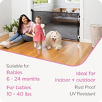 Retractable Baby Gate Perma Child Safety 33" Tall x 71” Wide, Mesh, for Stairs, Doorways, Dogs, Pets, Indoor, Outdoor, One-Handed Operation, Locking, Easy Install, Hardware Mount, Black