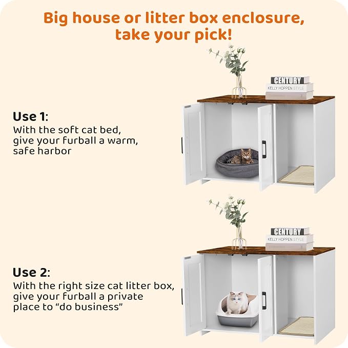 DWANTON Litter Box Enclosure, Wooden Cat Washroom Indoor, 27.6", 107WVV