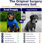 SurgiSnuggly Veterinary Invented Dog Surgical Recovery Suit for Female Spay or Male Dogs Neuters Onesie,Cone Alternative, Original Onesie Bodysuit for After Surgery Small, Medium, Large Dogs BL 2XL S