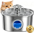 PEKTACO Cat Water Fountain, 3.2L Stainless Steel Pet Fountain, 1 Filter | 108oz capacity, LED water level window, ultra-quiet pump, dishwasher-safe tray, BPA-free, for cats and small dogs