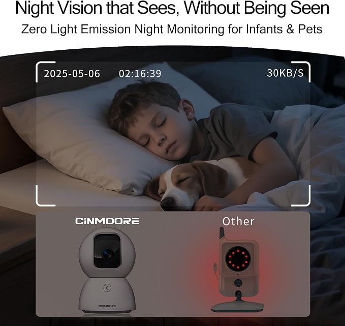 5G Security Camera Indoor 2-Pack, No-Monthly-Fee AI Tracking Facial Recognition, 3K Pet/Dog Camera with Speaker/Phone App, PTZ WiFi Baby Monitor Cameras for Home Security, 0-Glow Night Vision