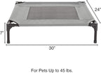 Elevated Dog Bed - 30x24-Inch Portable Pet Bed with Non-Slip Feet - Indoor/Outdoor Dog Bed or Puppy Cot for Pets up to 50lbs by PETMAKER (Gray)