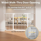 Cumbor 29.7-51.5 in Extra Wide Baby Gate for Stairs, Dog Gate Indoor White | Mom's Choice Awards Winner, Auto Close with Double Lock, One-Hand Open Child Gate for Toddlers & Pets, Pressure Mounted