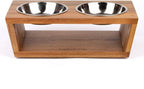 4" Tall Elevated Dog Bowls for Small Dogs, Food and Water Bowl Set by Pawfect Pets (Acacia)