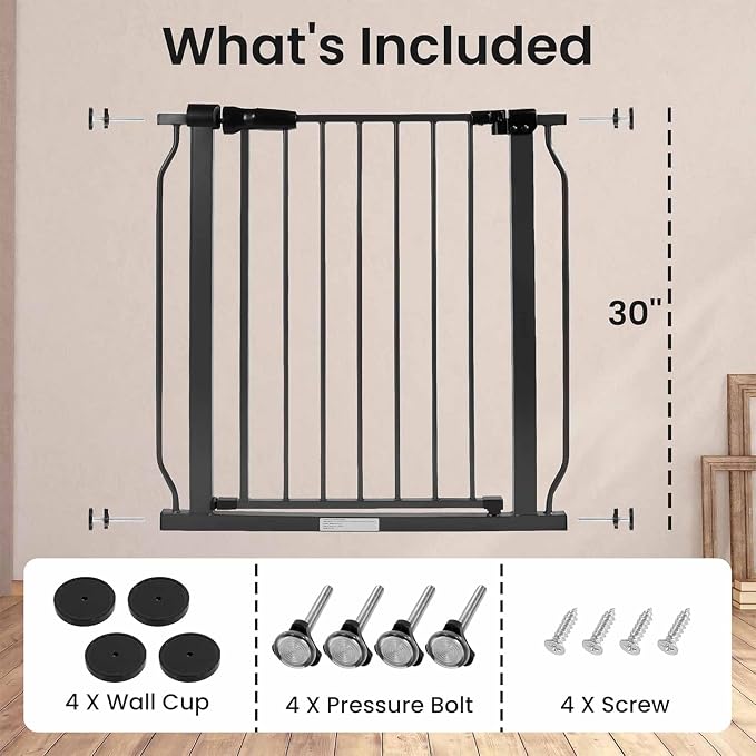 BalanceFrom Easy Walk-Thru Safety Gate for Doorways and Stairways with Auto-Close/Hold-Open Features, 30-Inch Tall, Fits 29.1-33.8 Inch Openings, Graphite | with Hold-Open and Auto-Close – Adjustable Steel Barrier for Stairs, Doorways, and Hallways, No...