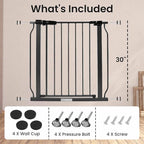 BalanceFrom Easy Walk-Thru Safety Gate for Doorways and Stairways with Auto-Close/Hold-Open Features, 30-Inch Tall, Fits 29.1-33.8 Inch Openings, Graphite | with Hold-Open and Auto-Close – Adjustable Steel Barrier for Stairs, Doorways, and Hallways, No...