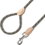 Mile High Life Dog Leash with Genuine Leather Connection, 4/5/6 FT | Rope Leash, Heavy Duty 360° Swivel Metal Clasp, for Small Medium & Large Dogs Walking (White, 48 Inch-1/2)