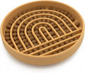 Slow Feeder Dog Bowls - Medium Size Silicone Slow Eating Dog Bowl for Puppies & Dogs with Suction Cup -Dishwasher-Safe, Lick Mat Design, Reduces Gulping,for All Breeds,7.5”x1.5”- Honey
