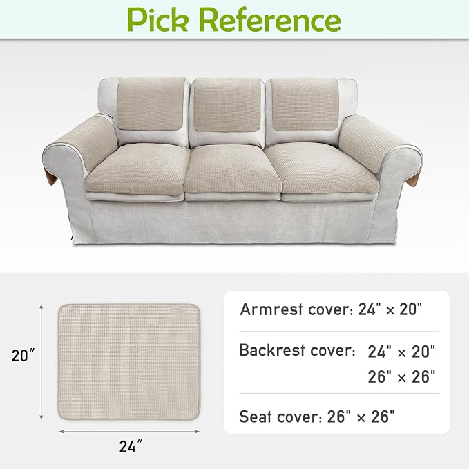 Couch Arm Covers, Sofa Arm Covers, Waterproof Armrest Cover for Sofa, Armchair, Loveseat, Non-Slip Recliner Arm Cover, Sofas Headrest Cover, Arm Chair Covers Set of 2 (Taupe, 24"×20")