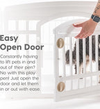 IRIS USA 8-Panel Dog Playpen, Pet Enclosure, White | Puppy Training, Multi-Shape Setup, Flexible Boundary, Configurable Layout, Tool-Free Assembly, Stable Non-Tip Base