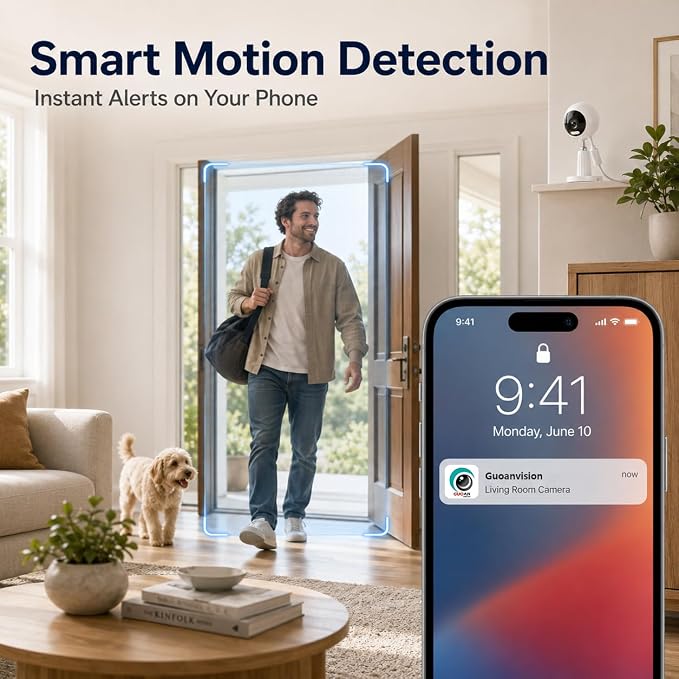 3MP Cameras for Home Security-Outdoor/Indoor, 5G/2.4G WiFi | Indoor Camera for Baby Monitor/Dog/Cat/Pet/Elderly, Color Night Vision, 24/7 SD Recordings/Cloud, Plug-in