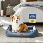 Tidore Orthopedic Dog Beds for Medium Dogs, Durable Egg Crate Foam Sofa Dog Bed wit Washable Removable Cover,Waterproof Lining,Pet Bed for Large Dogs (Denim Blue, 31.5" L x 25.2" W x 7" Th)