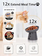 Y YHY Slow Feeder Cat Bowl, Ceramic Cat Slow Feeder Bowl, 6 Inches, Elevated, Anti Vomiting for Dry and Wet Food, Gray