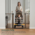 Cumbor 29.7-48" Baby Gate for Stairs, Mom's Choice Awards Winner-Dog Gate for Doorways, Auto Close Safety Pet Gate for Dogs Indoor, Easy Install Pressure Mounted Child Gate with Walk Thru Door, Brown