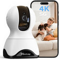 VIMTAG 4K 8MP Pan/Tilt Indoor Camera for Pet/Dog/Cat/Baby/Nanny/Home Security with Phone APP, Motion Tracking, Night Vision, 2-Way Audio, AI Detection, 5G/2.4GHz WiFi, Cloud & SD Card, Works w/Alexa