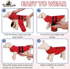 Queenmore Soft Fleece Dog Jacket, Warm Winter Dog Clothes with Leash Hole, Dachshund Sweater for Small Dogs Cats Boy or Girl (Red, XS)