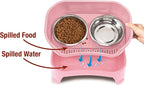 Neater Feeder - Express Model w/Slow Feed Bowl - Mess-Proof Dog Bowls (M/L, Pink) Made in USA – Elevated, No Spill, Non-Tip, Non-Slip, Raised Stainless Steel Food/Water Pet Bowls Aid Digestion