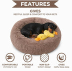 Whiskers & Friends Pet Beds for Small Dogs, Fluffy Orthopedic, Washable | Puppy Calming Beds, Small Dog Bed for Crate, Round Plush Donut Bed for Pets Under 25 Pounds