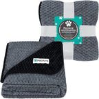 PetAmi Waterproof Dog Blanket, Leakproof Pet Blanket, Twin 60x80 Black Gray | XL for Large Dogs, Furniture Sofa Couch Cover Protector, Fleece Cat Throw Bed Crate Kennel, Reversible Washable Soft Plush