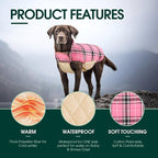 Kuoser Warm Dog Coat, Waterproof Dog Jacket for Extra Large Dogs, Pink 2XL | Adjustable Durable XXL Doggie Winter Coat Reversible Puppy Cold Weather Apparel from Small to Large Breed