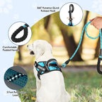 Service Dog Vest Harness and Leash Set, Animire in Training Dog Harness with 10 Dog Patches, Reflective Dog Leash with Soft Padded Handle for Dogs (Light Blue,L)