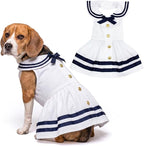 Parisian Pet Sailor Dog Dress - 100% Cotton Summer Clothes for Large Dogs Girl - Nautical Pet Apparel - Stylish Dog Outfit - Lightweight and Breathable Puppy Clothes - Cute Dresses for Dogs