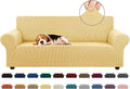 Stretch Couch Covers for Sofa, 3 Cushion Couch Slipcover,Champagne | 1-Piece Washable Sofa Cover Pet Friendly(78"-94") Furniture Protector Soft Jacquard, Elastic Bottom for Dogs & Kids