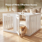 Soulbond Clear Acrylic Dog Playpen Indoor, 24 Inch, White, 8 Panels | Non-Slip,Tool-Free Assembly, External Door Lock Play Pen for Puppies and Small Dogs