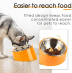 SuperDesign Mess Free 15° Slanted Bowl for Dogs and Cats, Tilted Angle Bulldog Bowl Dog Feeder, Non-Skid & Non-Spill, Easier to Reach Food S/0.5 Cup Bright Orange