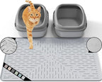 Large Cat Litter Mat, 31.5x23.6 Silicone Trapping Mat Ash Grey | for Kitty Litter Box, Easy Clean, BPA Free Rubber, Center Litter Collection, Easy Pour-Back, Waterproof, Odor-Resistant