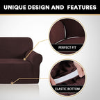 Stretch Sofa Cover Slipcover Couch Covers for 3 Cushion Couch Furniture Protector Sofa Covers with Non Slip Elastic Bottom Dogs Pet Friendly Fitted(Large Sofa 90"-100",Brown)