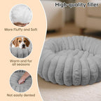 Donut Dog and Cat Bed, Luxurious Comfortable Faux Rabbit Fur Pet Beds, Round Anti-Anxiety Calming Puppy Kitten Bed with Anti-Slip Bottom for Small Medium Dogs & Cats(23", Grey)