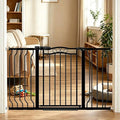 Fairy Baby 29.5"-53.1" Extra Wide Baby Gate for Doorways, No Drill Baby Gate for Stairs Hallway, Pressure Mounted Safety Child Gate Pet Barrier, Walk Thru Auto Close Metal Dog Gate Indoor, Black