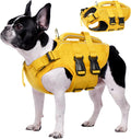 Kuoser Dog Life Jacket, High Flotation Reflective Dog Life Vest, Yellow, S | Adjustable Dog Lifejackets for Small Medium Large Dogs, Lifevest with Rescue Handle for Swimming, Boating, Lake, Beach & Pool