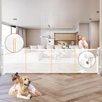 200.1" Retractable Baby Gate Extra Wide, 41" Tall Retractable Dog Gate for Stairs, Doorways, Decks, Mesh Gate Long Child Gate Pet Gate for Indoor, Outdoor, with Reinforced Mesh Rods, Dual Locks