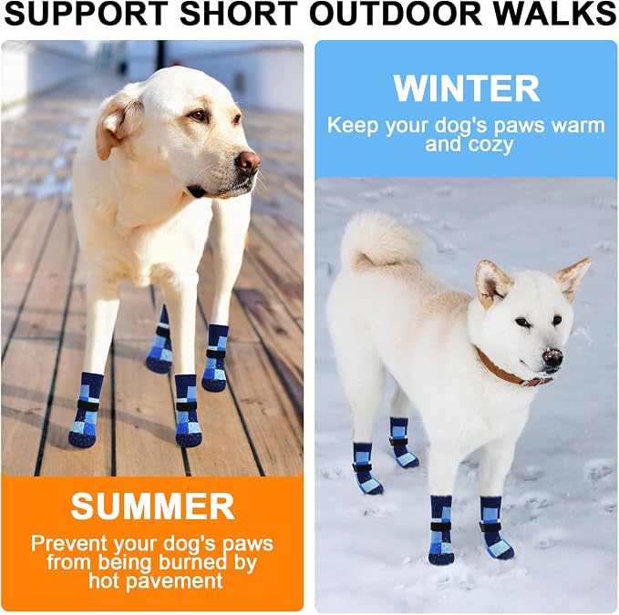 BEAUTYZOO Non Slip Dog Socks to Prevent Licking Paws, Dog Shoes Booties for Hardwood Floors Anti Slip-Thick Grip Works Even When Twisted-Paw Protector for Cold Pavement Small Medium Large Senior Dogs